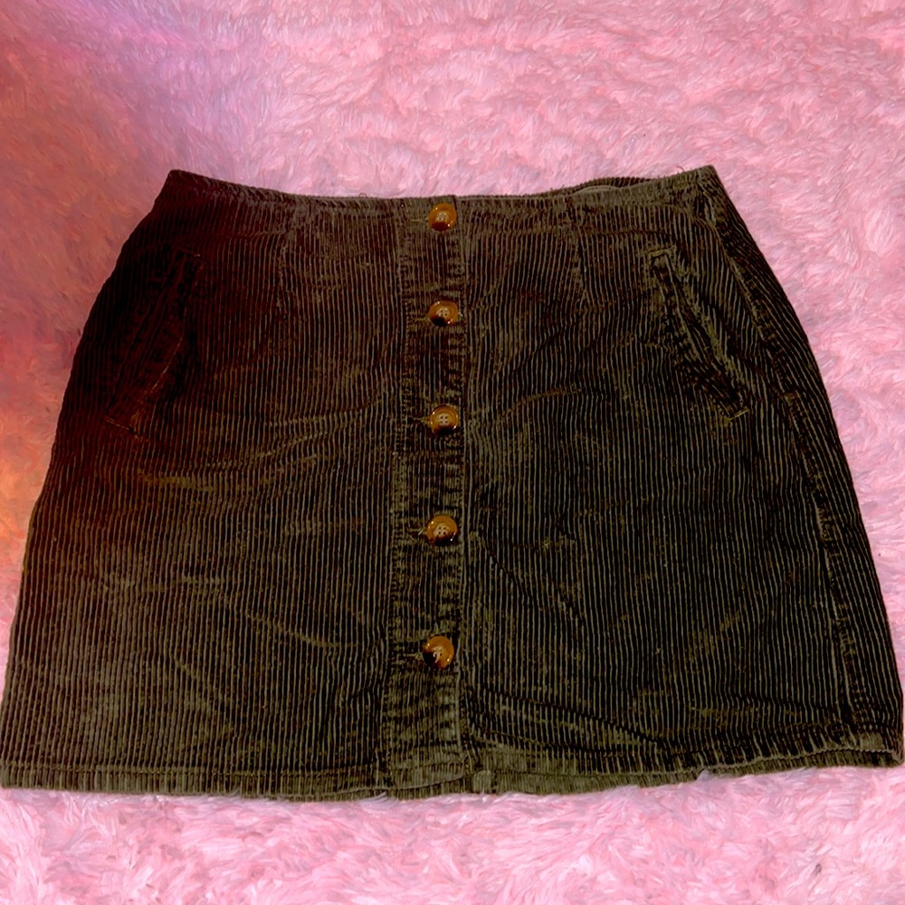 Olive Cordaroy Skirt